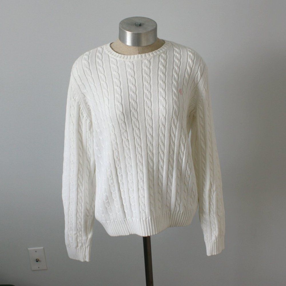 LAUREN RALPH LAUREN pullover sweater - medium - cream, off white, ivory